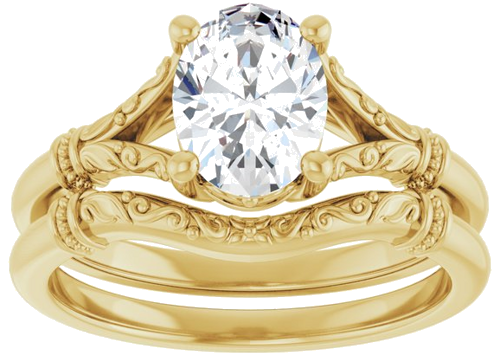 14K Yellow 8x6 mm Oval Solitaire Engagement Ring Mounting (8)