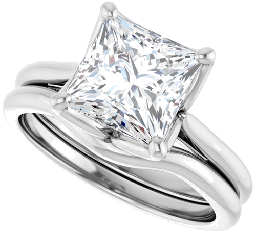 Sužadėtuvių Žiedas „Solitaire“ 14k white gold Square 7.5mm (10)