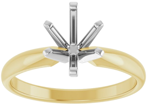 14K Yellow White 8 x 6 mm Oval Solitaire Engagement Ring Mounting (3)