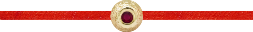 Гривна от червен конец с златно мънисто и смарагд (2)