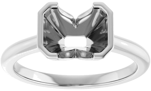 Sužadėtuvių Žiedas „Half Bezel Solitaire“ 585 Baltojo Aukso Emerald 8mm x 6mm (3)