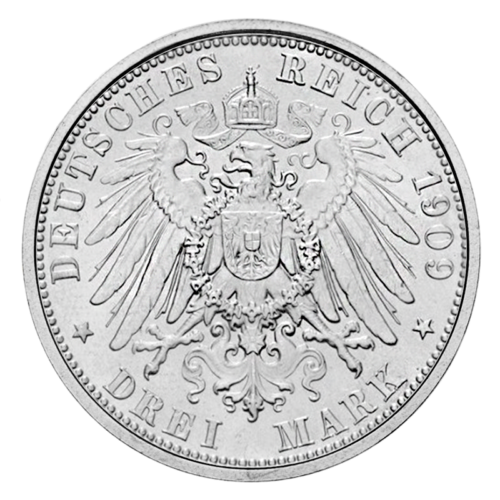 3 Marks Frederick Augustus III (1908-1913) German Empire Silver Coin (2)