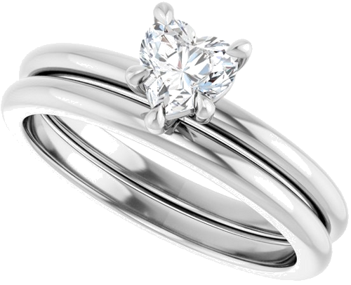 14K White 5x5 mm Heart Solitaire Engagement Ring Mounting (9)