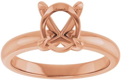14K Rose 9x7 mm Oval Solitaire Engagement Ring Mounting (3)