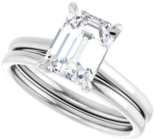 Sužadėtuvių Žiedas „Solitaire“ 585 Baltojo Aukso Emerald 8mm x 6mm (10)