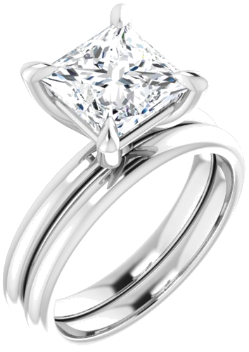 Sužadėtuvių Žiedas „Solitaire“ 585 Baltojo Aukso Square 7.5mm (6)