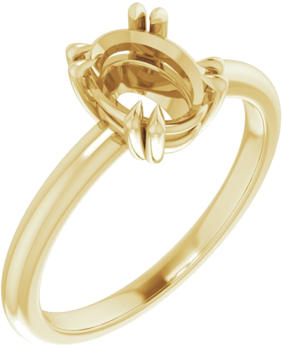 14K Yellow 8x6 mm Oval Solitaire Engagement Ring Mounting (1)