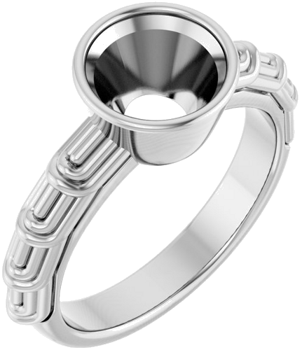 14K White 8 mm Round Solitaire Engagement Ring Mounting (1)