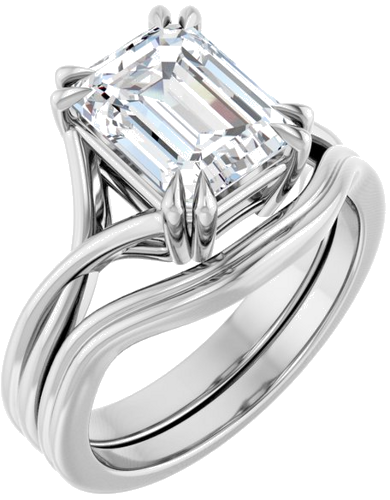 Sužadėtuvių Žiedas „Solitaire“ 585 Baltojo Aukso Emerald 9mm x 7mm (6)