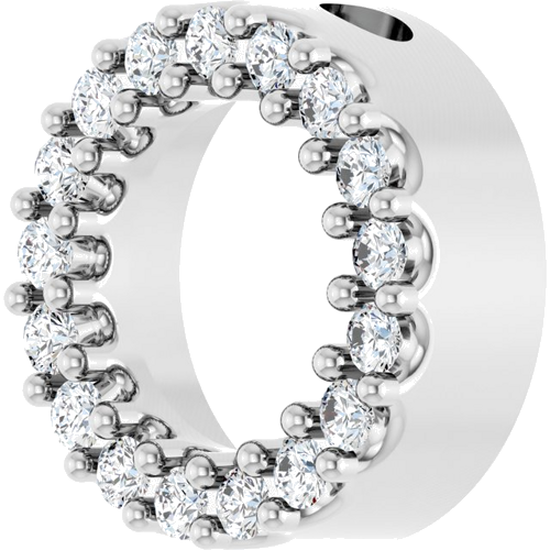 14K White 6 mm Round 1 8 CTW Natural Diamond Semi-Set Halo-Style Pendant (2)