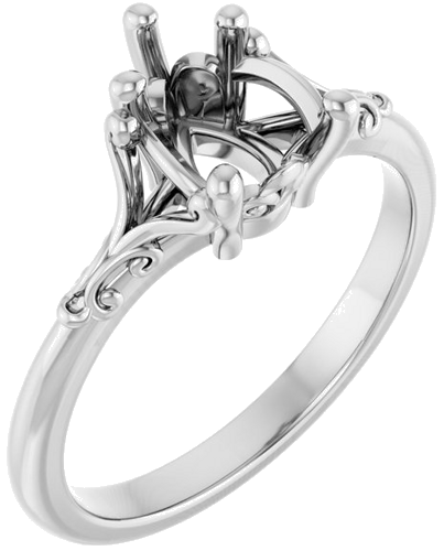 14K White 8x6 mm Pear Solitaire Engagement Ring Mounting (1)