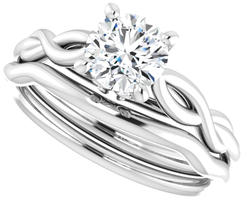 Sužadėtuvių Žiedas „Solitaire“ 585 Baltojo Aukso Round 6mm (10)