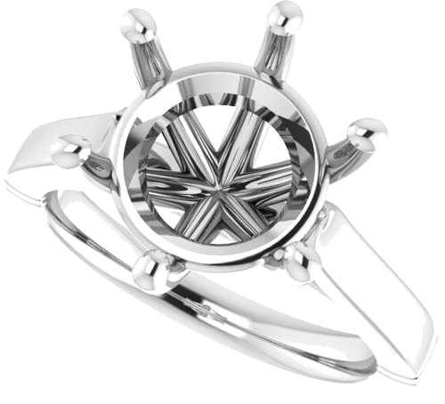 Platinum  11 mm Round Solitaire Engagement Ring Mounting (5)