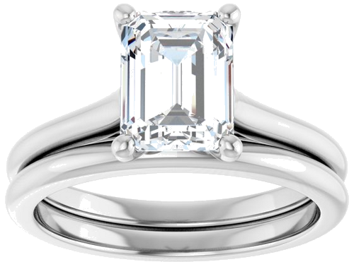 14K White 8x6 mm Emerald Solitaire Engagement Ring Mounting (8)