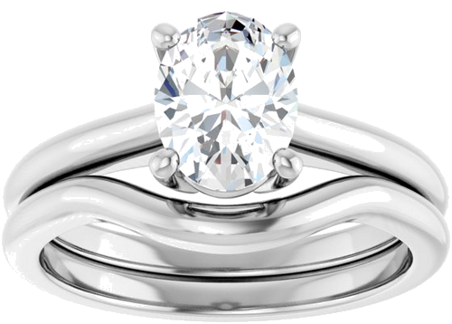 14K White 8x6 mm Oval Solitaire Engagement Ring Mounting (8)