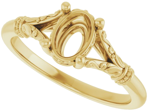 14K Yellow 7x5 mm Oval Solitaire Engagement Ring Mounting (5)