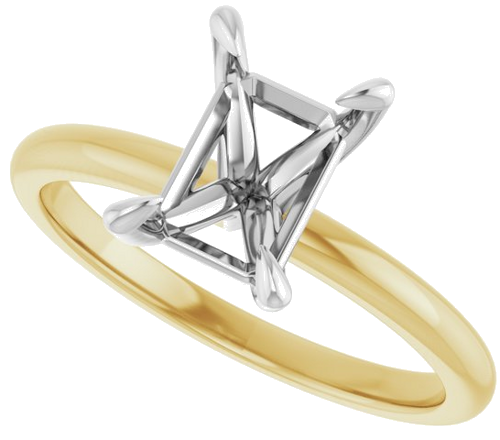 18K Yellow White 8 x 6 mm Emerald Engagement Ring Mounting (5)