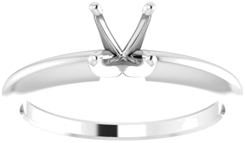 14K White 5.4-5.7 mm Round 4-Prong Comfort-fit Solitaire Ring Mounting (3)