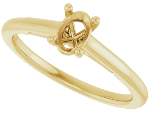 14K Yellow  6x4 mm Oval Solitaire Engagement Ring Mounting (5)