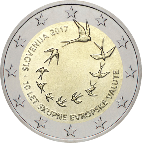 2017 Slovėnija Euro įvedimui šalyje 10 metų 2 eurų moneta (1)