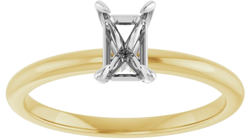 Sužadėtuvių Žiedas „Solitaire“ 585 Baltojo Ir Geltonojo Aukso Emerald 6mm x 4mm (3)