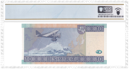 2007 Литва 10 литов банкнота PMG 68 PPQ (2)