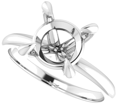 14K White  9 mm Round Solitaire Engagement Ring Mounting (5)