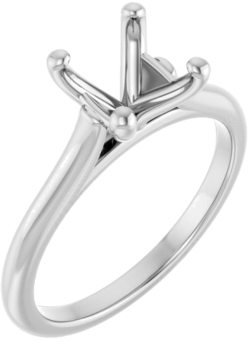 14K White 7 mm Cushion Solitaire Engagement Ring Mounting (1)