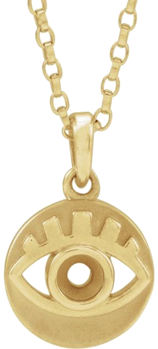 14K Yellow 3 mm Round Evil Eye 18  Necklace Mounting (1)
