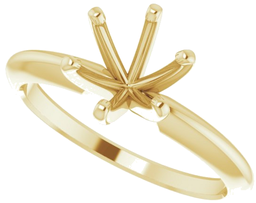 14K Yellow 6.6-7.2 mm Round 6-Prong Comfort-Fit Solitaire Ring Mounting (5)
