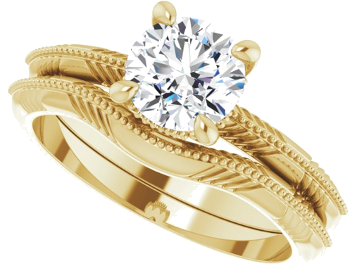 14K Yellow 6.5 mm Round Solitiare Engagement Ring Mounting (10)