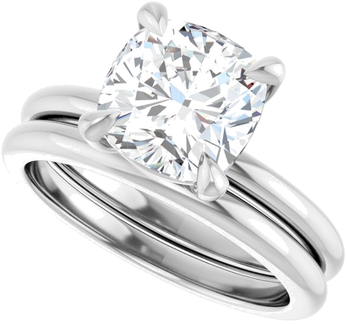 14K White 8x8 mm Cushion Solitaire Engagement Ring Mounting (10)