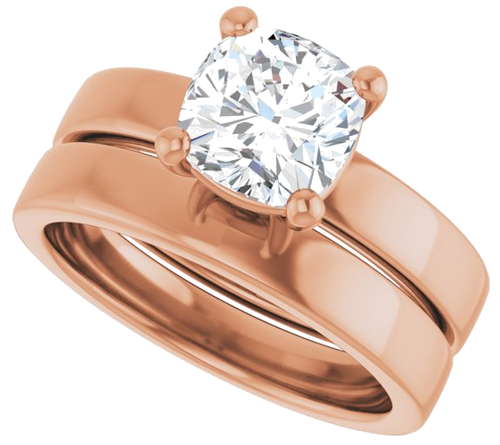 14K Rose 7 mm Cushion Solitaire Engagement Ring Mounting (10)