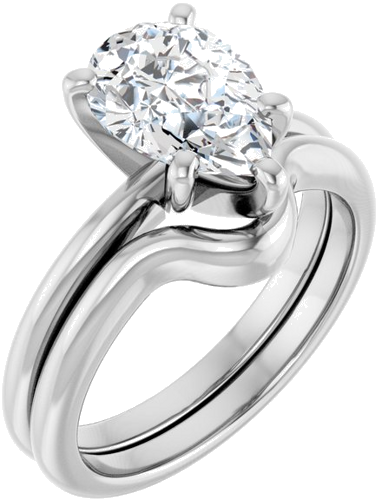 Sužadėtuvių Žiedas „Solitaire“ 585 Baltojo Aukso Pear Shape 10mm x 7mm (6)