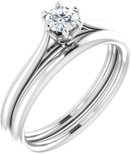 14K White 4.1 mm Round Engagement Ring Mounting (6)