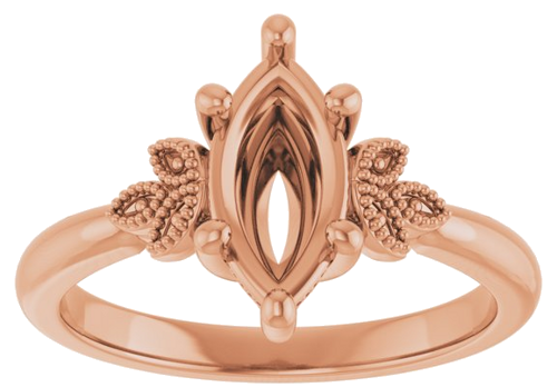 10K Rose 10x5 mm Marquise Solitaire Engagement Ring Mounting (3)