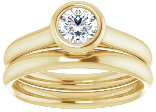 Sužadėtuvių Žiedas „Bezel-Set Solitaire“ 585 Geltonojo Aukso Round 4.8mm (8)