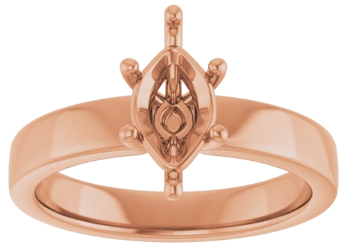 10K Rose 10x5 mm Marquise Solitaire Engagement Ring Mounting (3)
