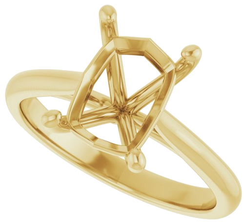 14K Yellow 9x7 mm Emerald Solitaire Engagement Ring Mounting (5)