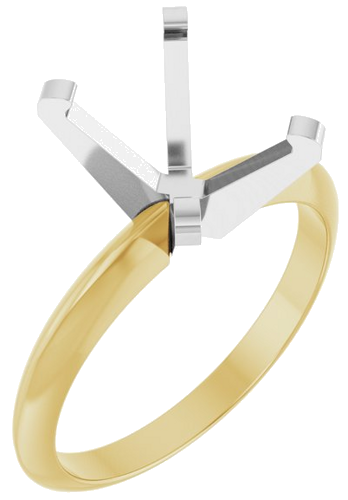 14K Yellow White 10 x 8 mm Oval Solitaire Engagement Ring Mounting (1)