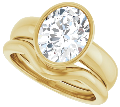 Sužadėtuvių Žiedas „Bezel-Set Solitaire“ 585 Geltonojo Aukso Oval 10mm x 8mm (10)