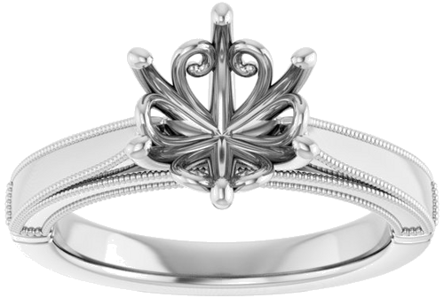 14K White  8 mm Round Solitaire Engagement Ring Mounting (3)