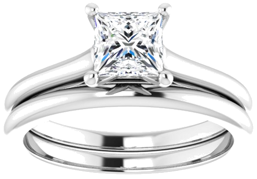 14K White 5 mm Square Solitaire Engagement Ring Mounting (8)