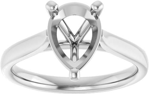 14K White 10x7 mm Pear Engagement Ring Mounting (3)