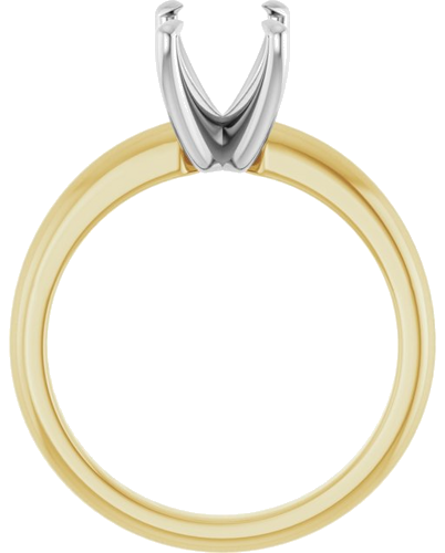 14K Yellow White 8x6 mm Emerald Solitaire Engagement Ring Mounting (2)