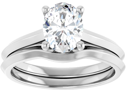 14K White 8x6 mm Oval Solitaire Engagement Ring Mounting (8)