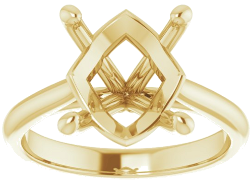 14K Yellow 12x10 mm Oval Solitaire Engagement Ring Mounting (3)