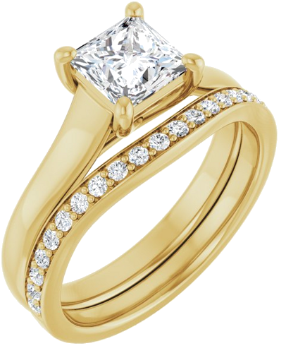 Sužadėtuvių Žiedas „Solitaire“ 585 Geltonojo Aukso Square 5.5mm (6)