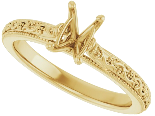 Sužadėtuvių Žiedas „Solitaire Sculptural“ 14k yellow gold Emerald 6mm x 4mm (5)