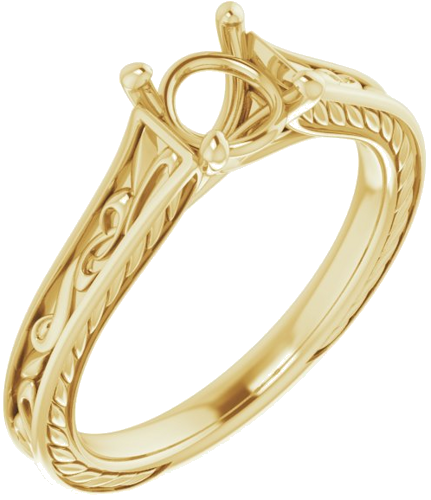 Sužadėtuvių Žiedas „Scroll Solitaire“ 585 Geltonojo Aukso Round 6mm (1)